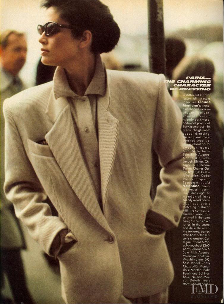 Kim Williams featured in Paris...A Different Character of Dressing, July 1984