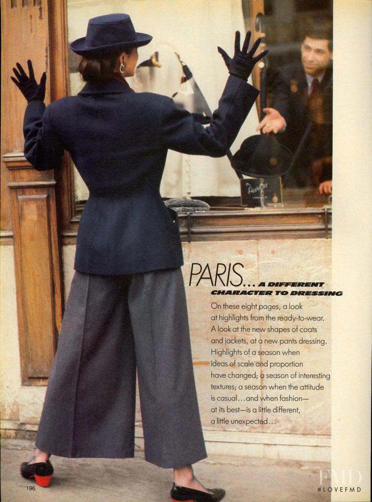 Kim Williams featured in Paris...A Different Character of Dressing, July 1984
