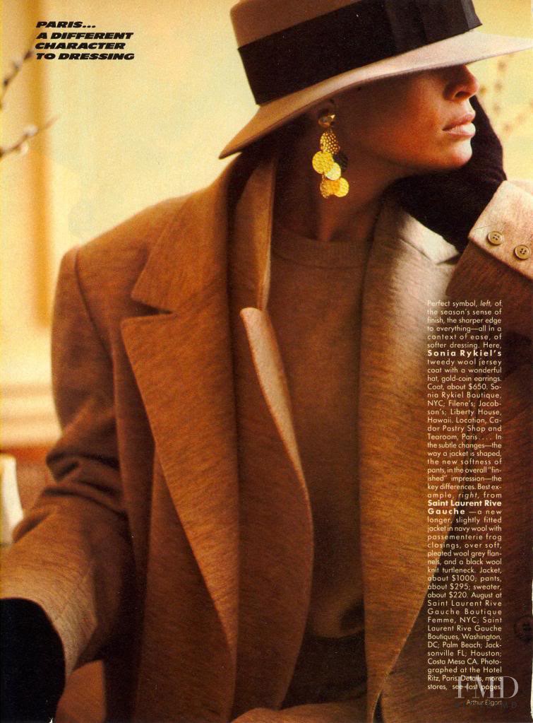 Kim Williams featured in Paris...A Different Character of Dressing, July 1984