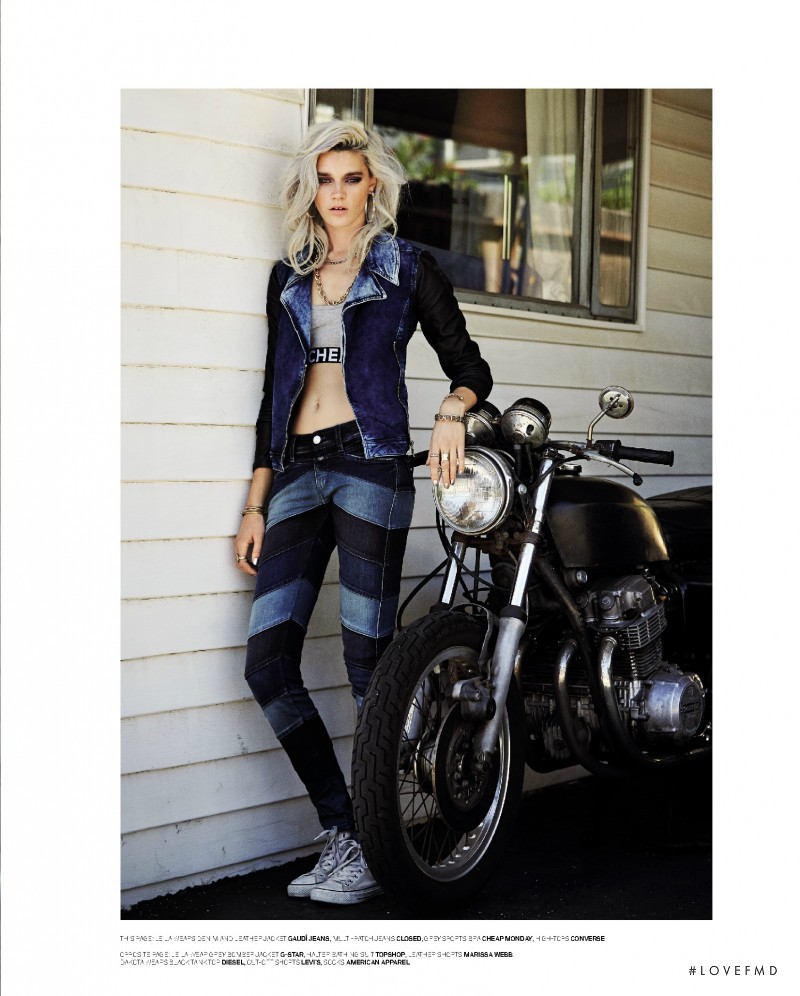 Leila Goldkuhl featured in East of Eden - The Tough Side of Summer Denim, July 2014