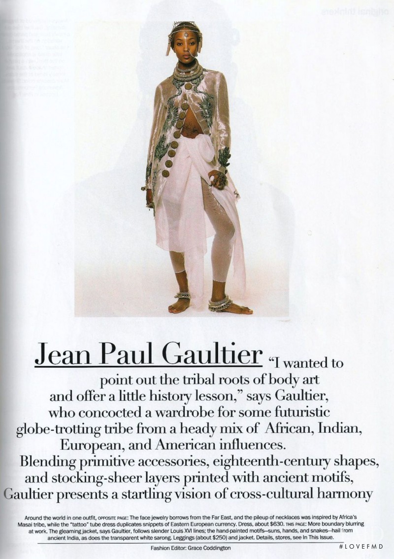 Naomi Campbell featured in Jean Paul Gaultier, March 1994
