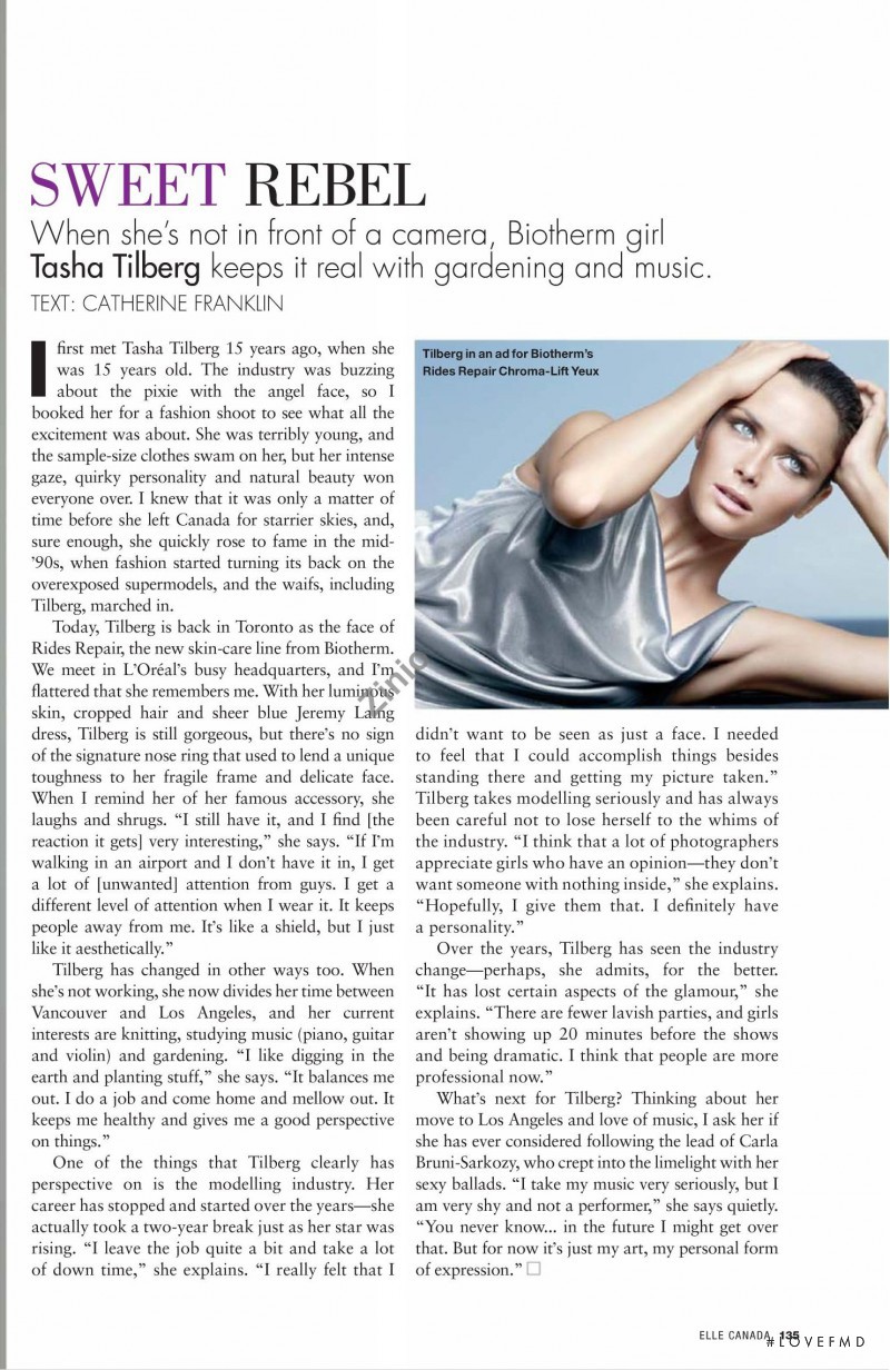 Tasha Tilberg featured in Silk, Sharp and Sculpted, September 2009