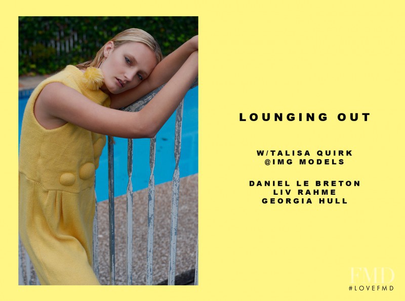 Talisa Quirk featured in Lounging Out, July 2014