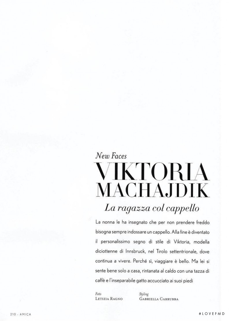New Face Viktoria Machajdik La ragazza col cappello, November 2015