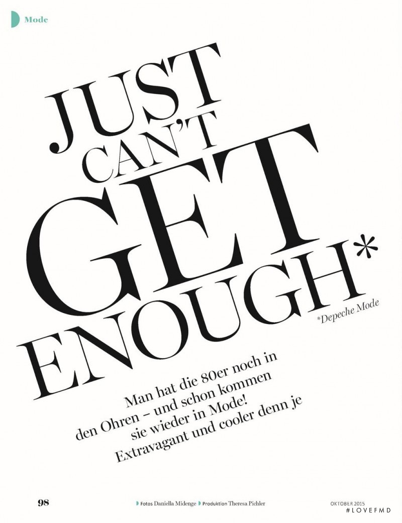 Just Can\'t Get Enough, October 2015