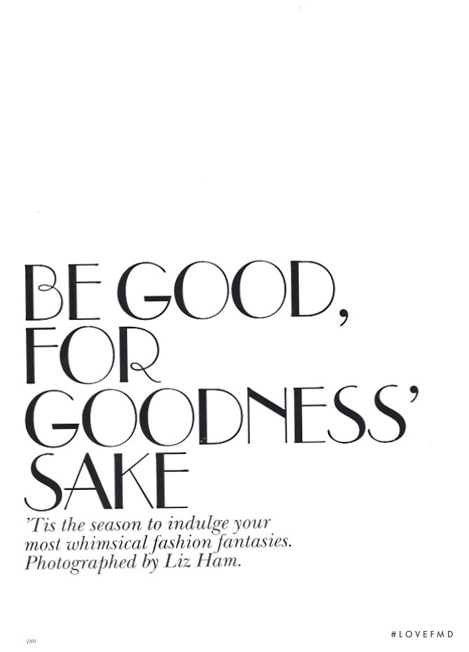Be Good for Goodness\' Sake, December 2009