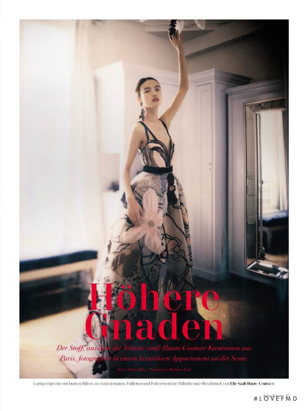 Luping Wang featured in Höhere Gnaden: Haute-Couture aus Paris, October 2016