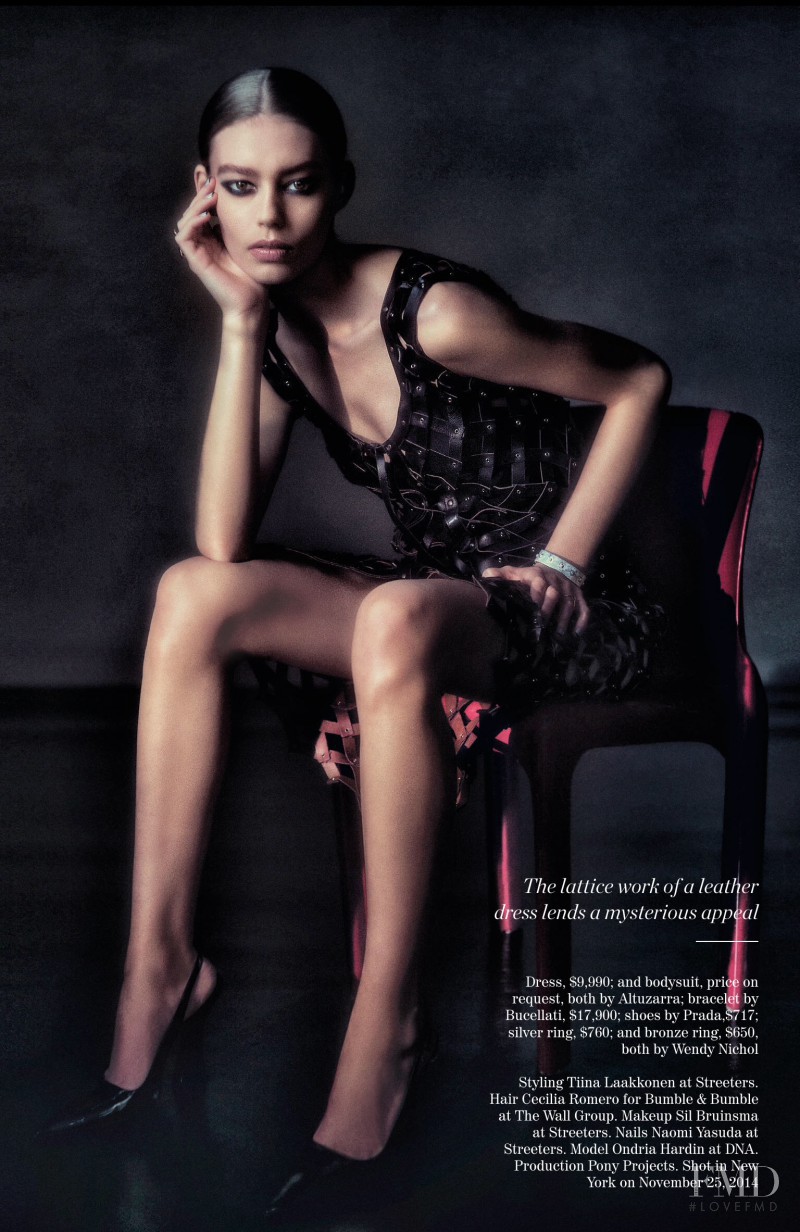 Ondria Hardin featured in The New Elegance, February 2015