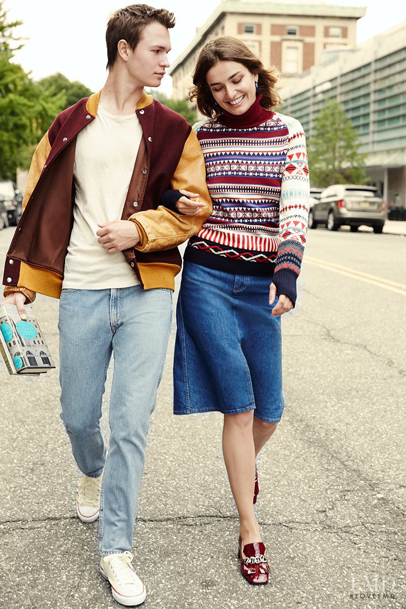 Andreea Diaconu featured in Ivy League: The 13 Smartest Sweaters of the Season Starring Andreea Diaconu and Ansel Elgort, October 2014