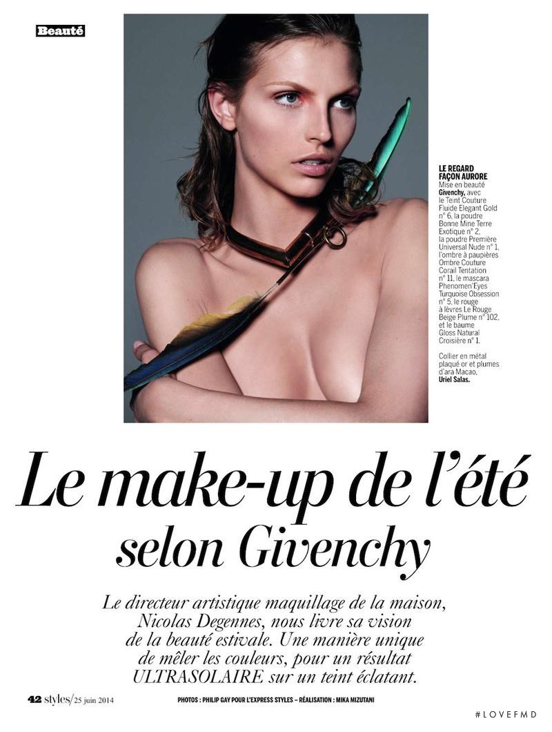 Karlina Caune featured in Le make-up de L\'ete, June 2014