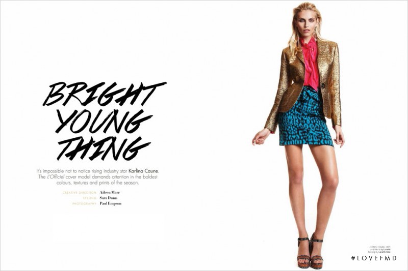 Karlina Caune featured in Bright Young Thing, November 2015
