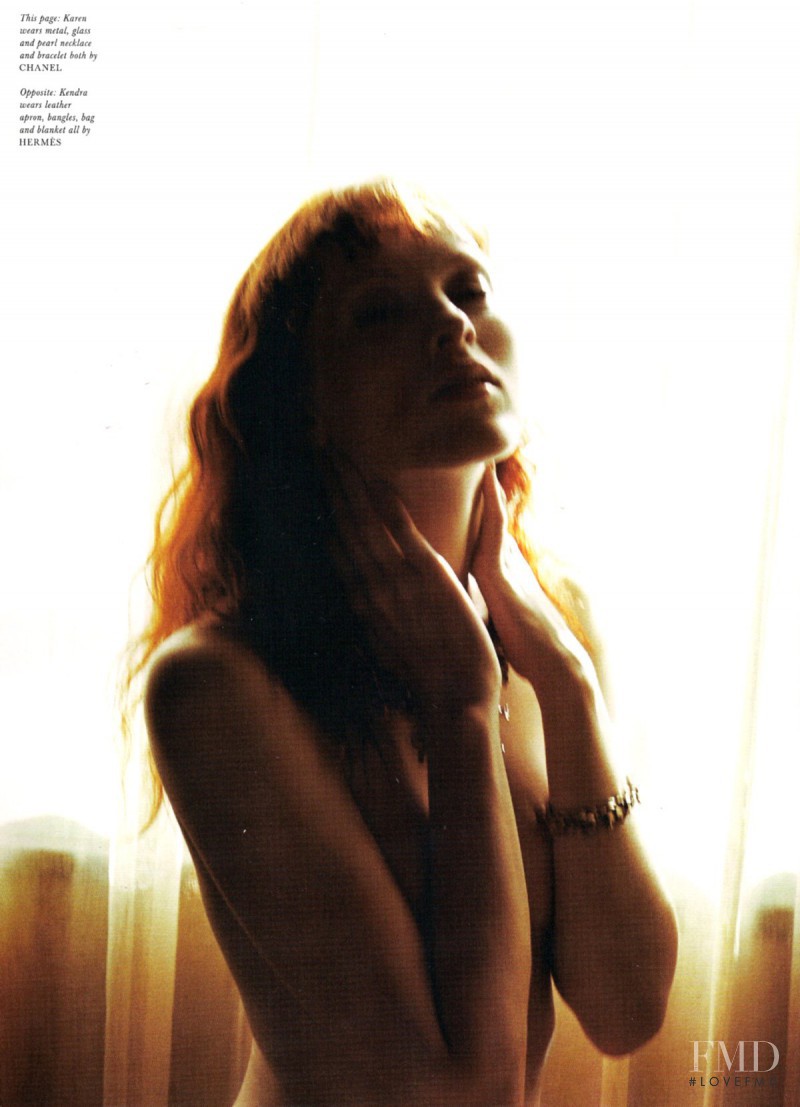 Karen Elson featured in Fash Your Face In My Skin, February 2010