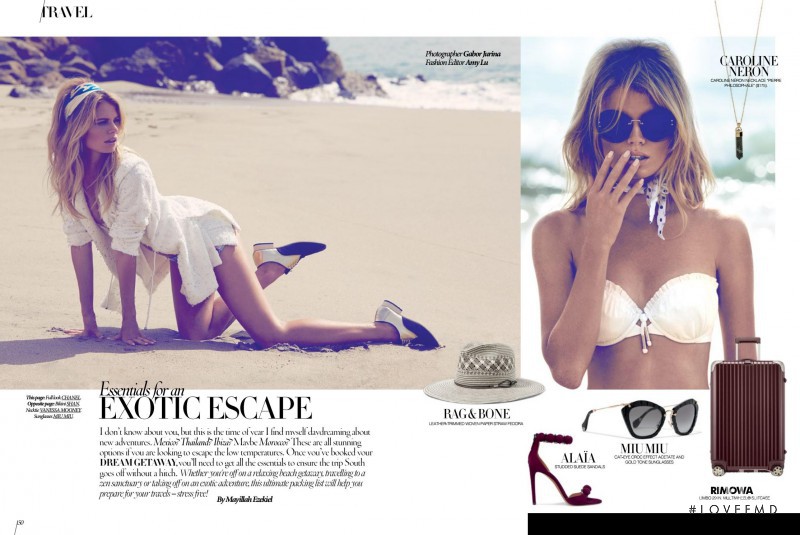 Genevieve Rokero featured in Essentials for an Exotic Escape, November 2016