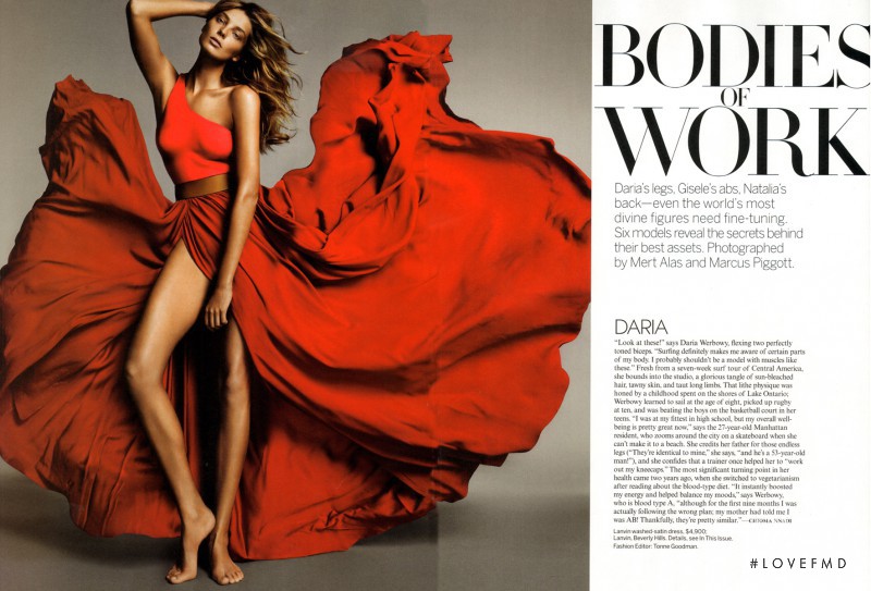 Daria Werbowy featured in Bodies of Work, April 2011