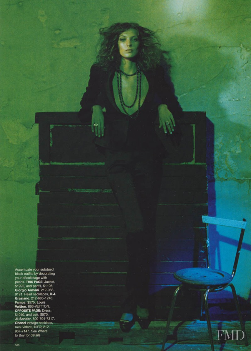 Daria Werbowy featured in The Tuxedo\'s New Twist, December 2003