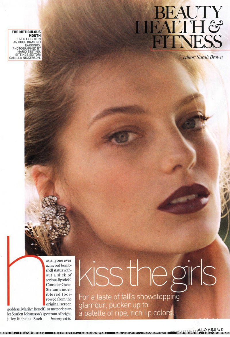Daria Werbowy featured in Kiss The Girls, September 2004