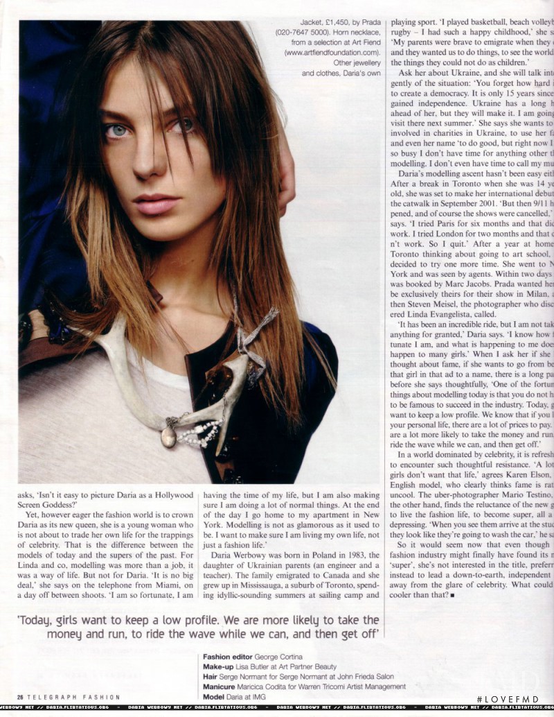 Daria Werbowy featured in 21st-century fox, March 2005