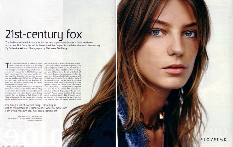 Daria Werbowy featured in 21st-century fox, March 2005