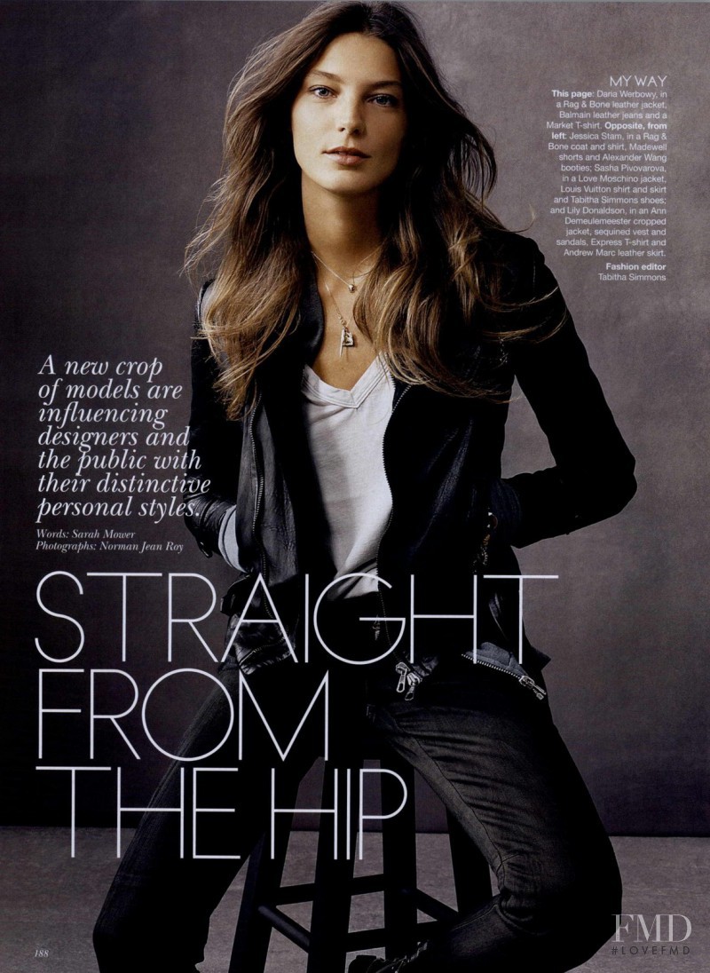 Daria Werbowy featured in Straight From The Hip, June 2010