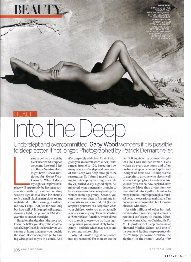 Daria Werbowy featured in Escape The City / Into The Deep, June 2010