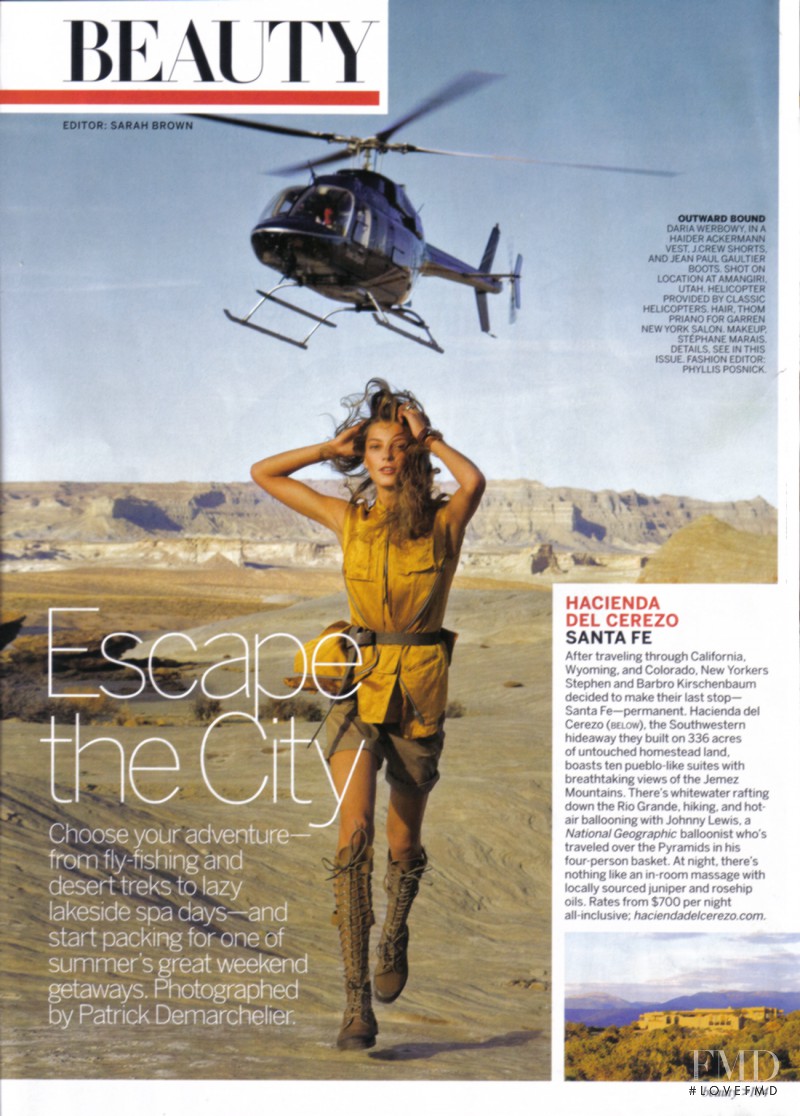 Daria Werbowy featured in Escape The City / Into The Deep, June 2010