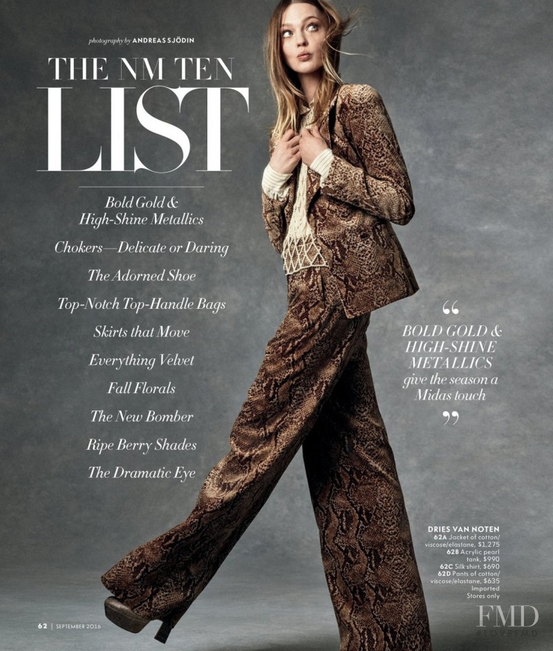 Sasha Pivovarova featured in The NM Ten List, September 2016