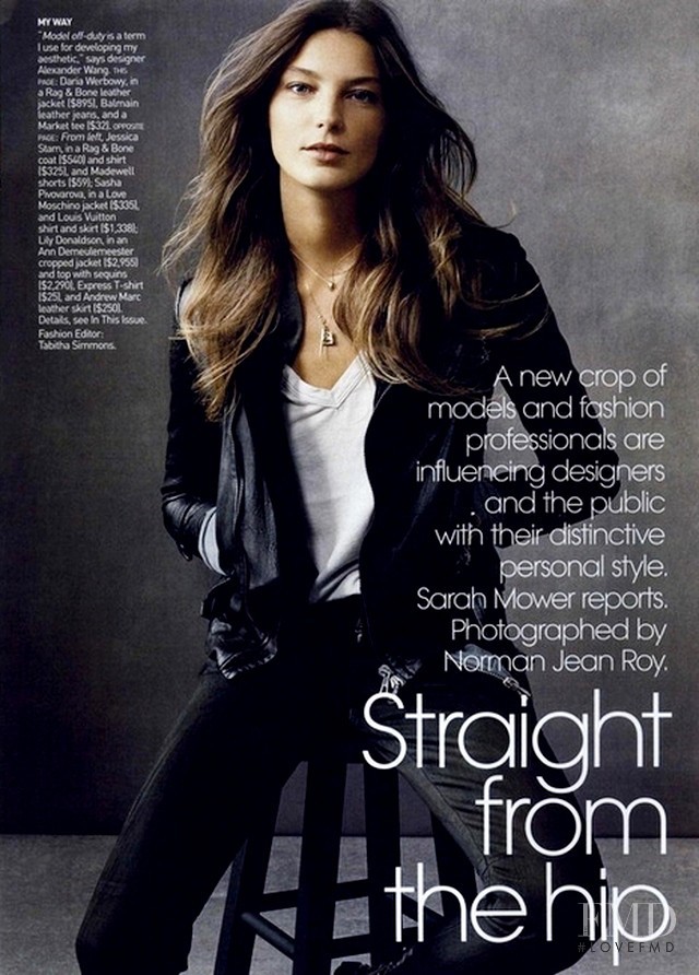 Daria Werbowy featured in Straight From the Hip, March 2010