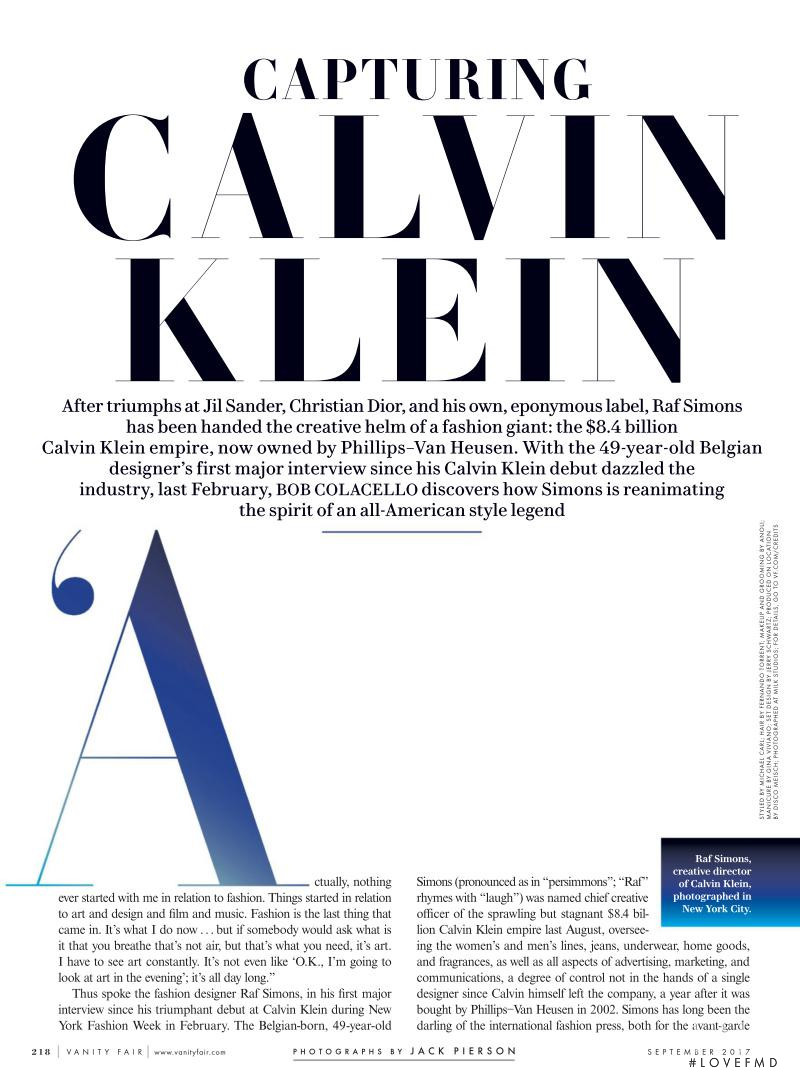 Capturing Calvin Klein, September 2017