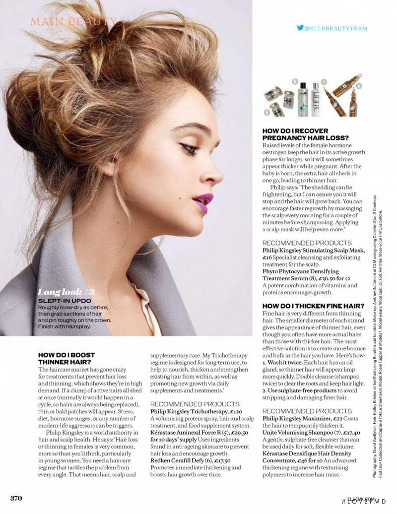 Rosie Tupper featured in How To Grow Your Hair, October 2014