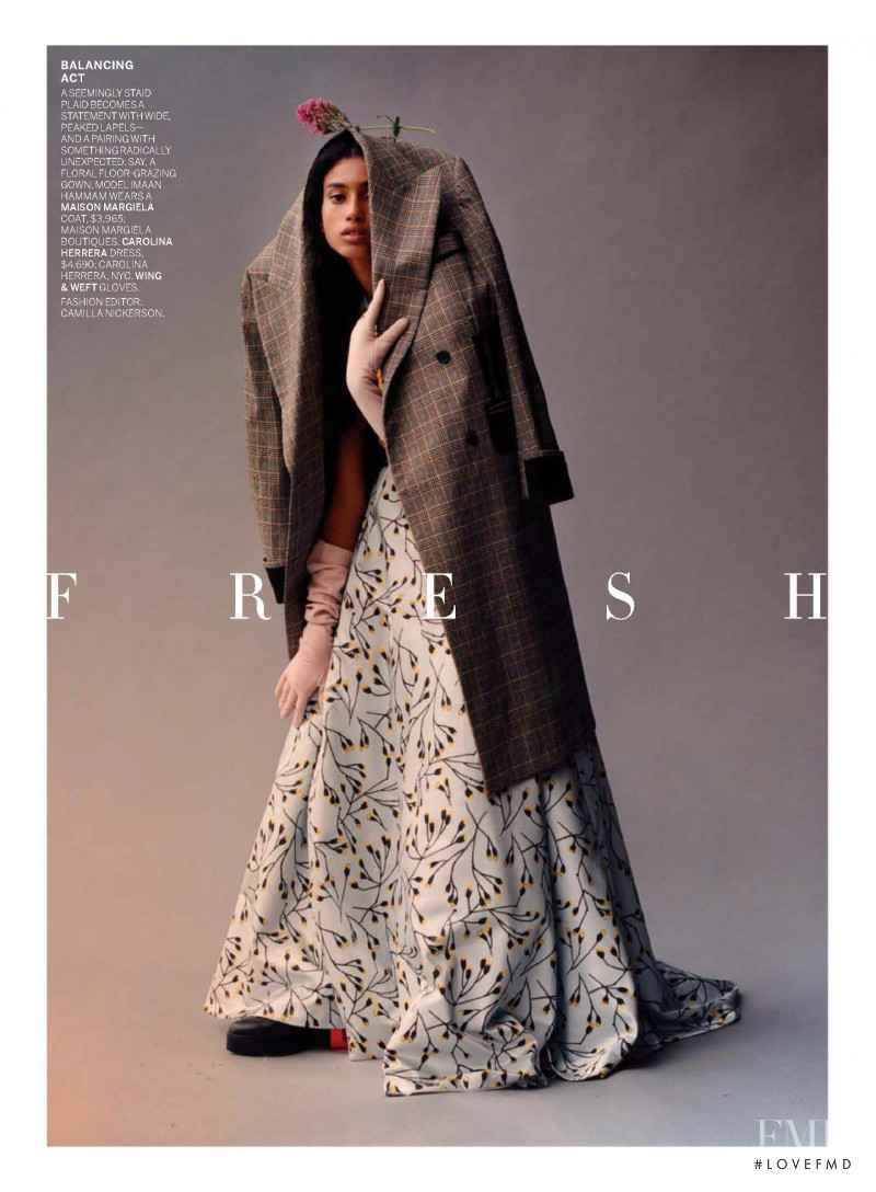 Imaan Hammam featured in Fresh Coats, October 2017
