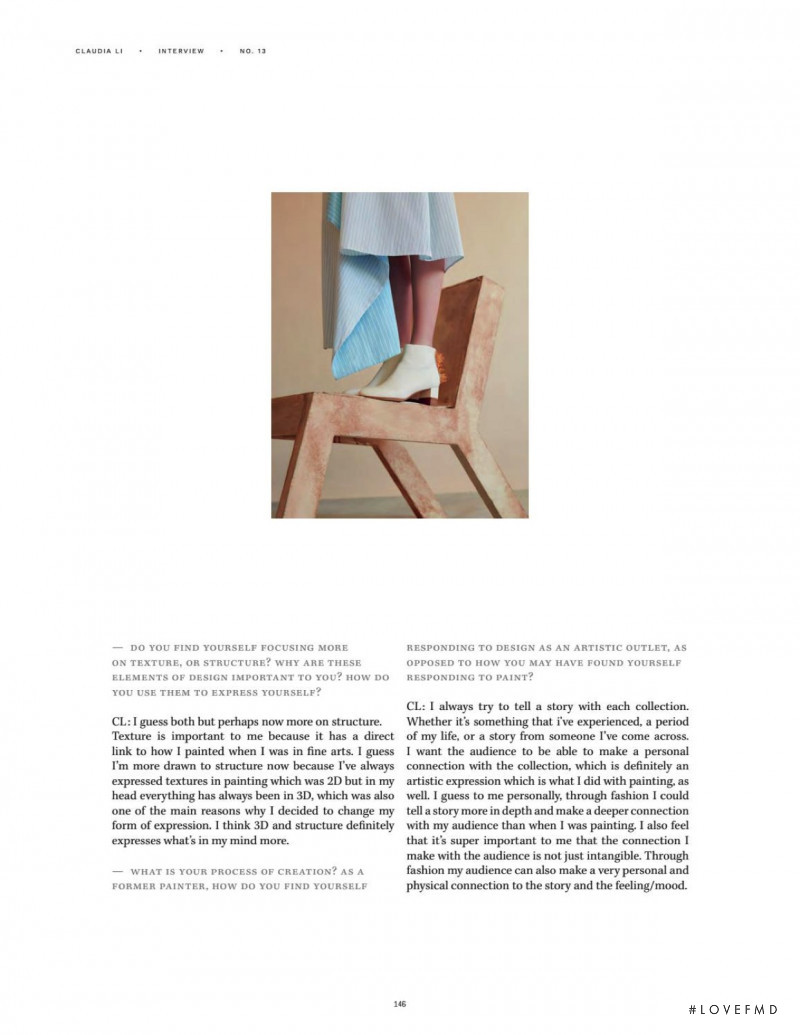 Olivia Jansing featured in Claudia Li, November 2016
