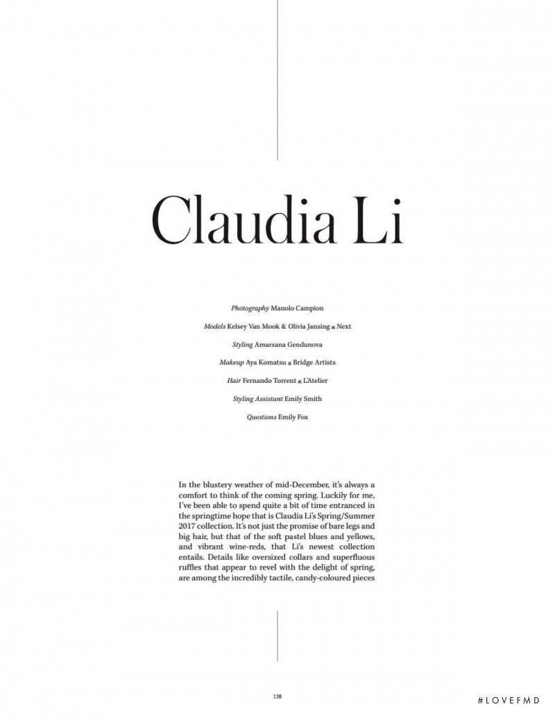 Claudia Li, November 2016