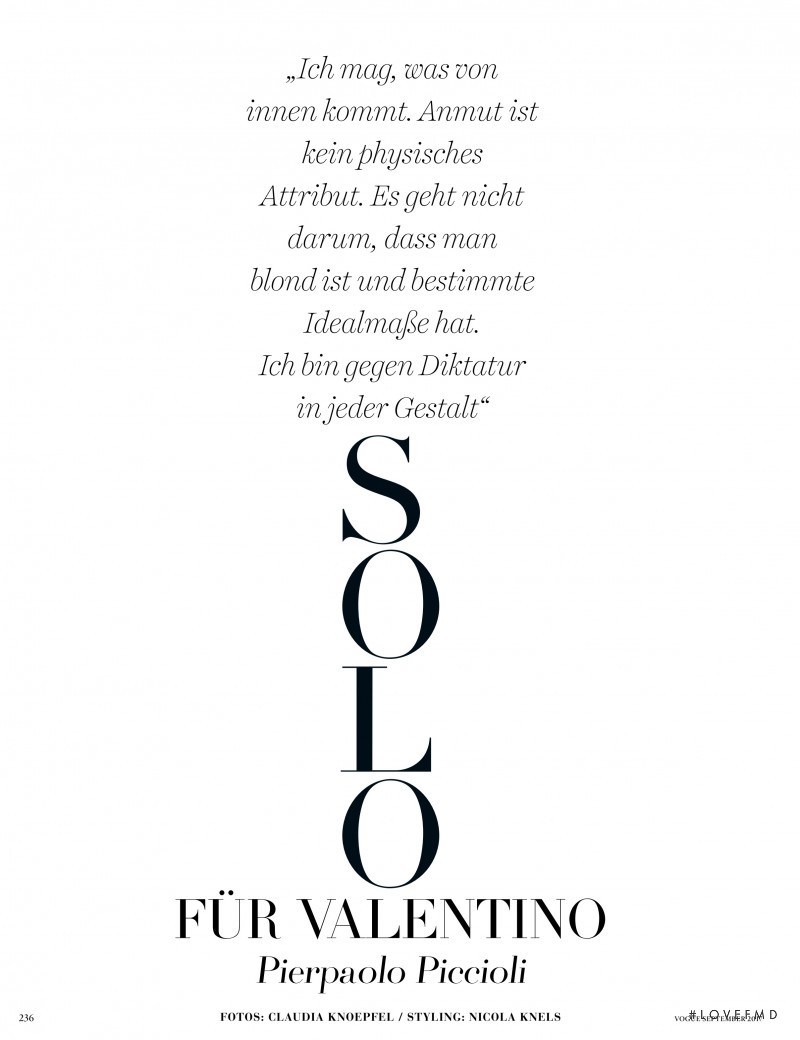Solo for Valentino, September 2017