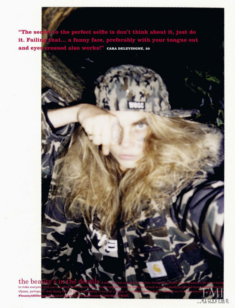 Cara Delevingne featured in The i-D guide to selfies... It\'s not showing off, it\'s showing out, August 2013