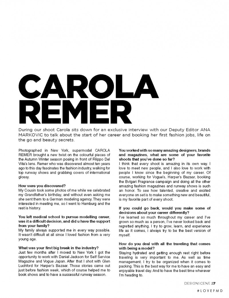 Carola Remer featured in Firecracker, October 2017