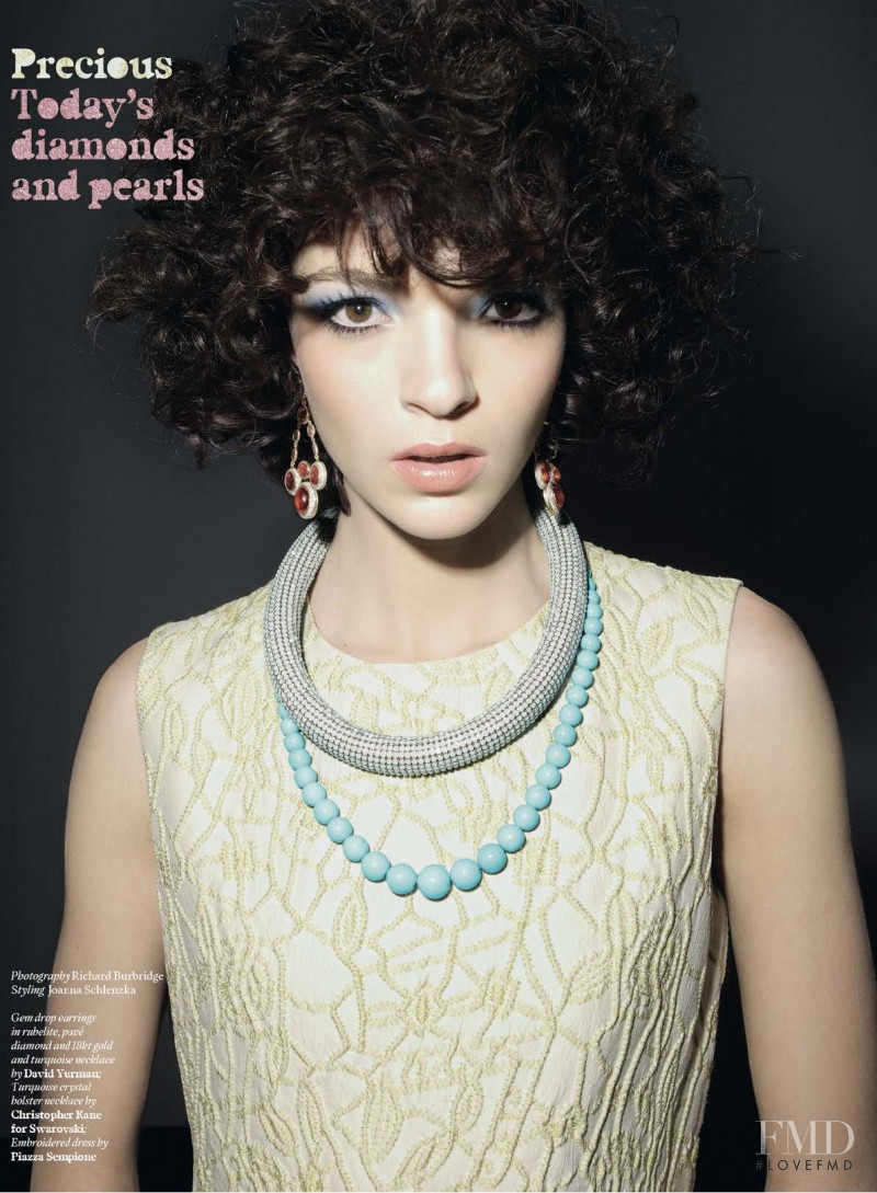 Mariacarla Boscono featured in Precious Today\'s diamonds and pearls, March 2008