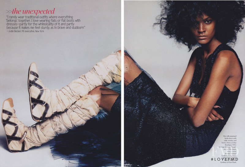 Liya Kebede featured in The New American Dress Code, July 2002