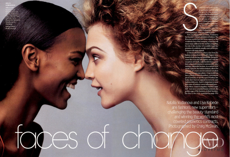 Natalia Vodianova featured in Faces of change, July 2003