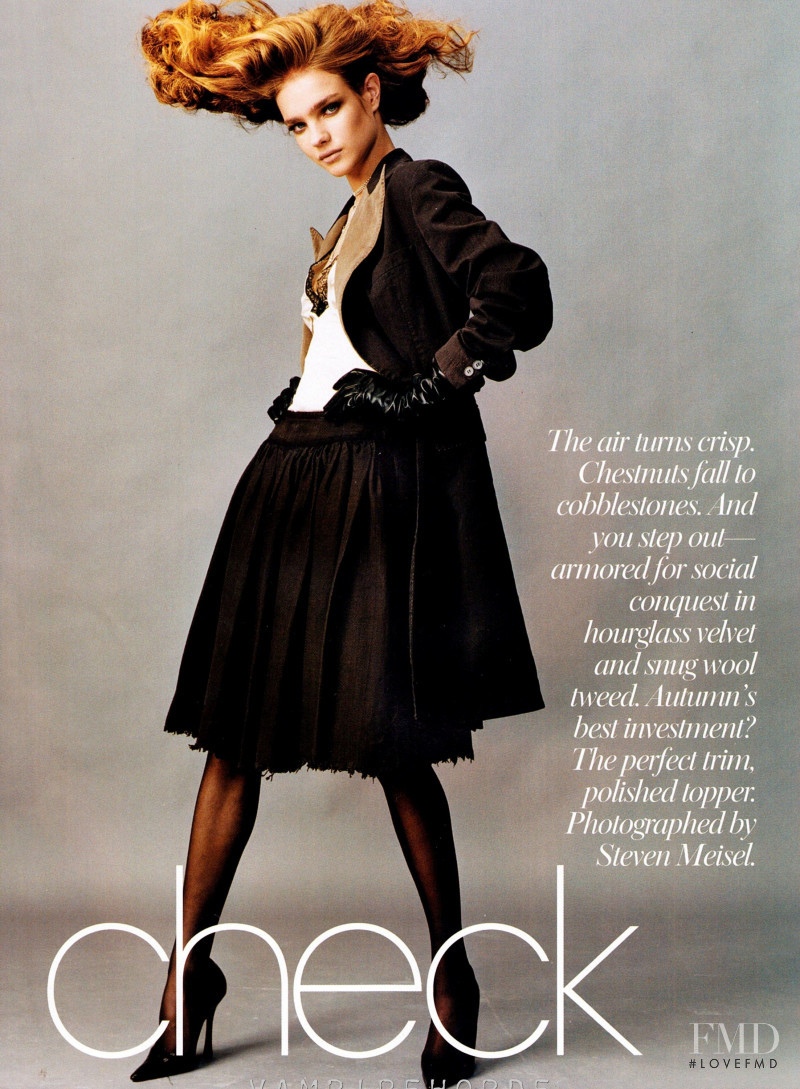 Natalia Vodianova featured in Coat Check, October 2002