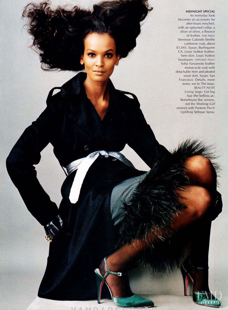Liya Kebede featured in Coat Check, October 2002