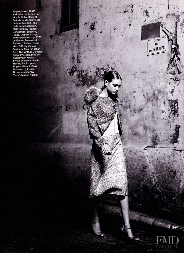 Natalia Vodianova featured in Belle de Nuit, March 2001