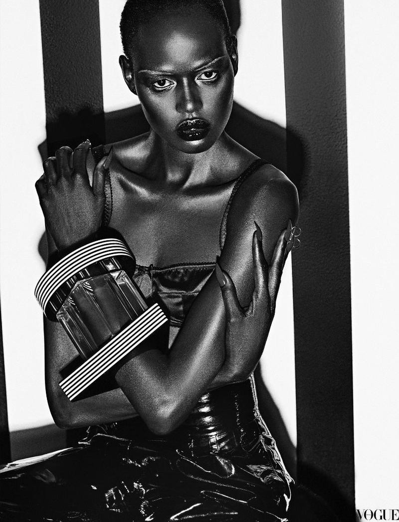 Ajak Deng featured in Hot Couture, April 2017