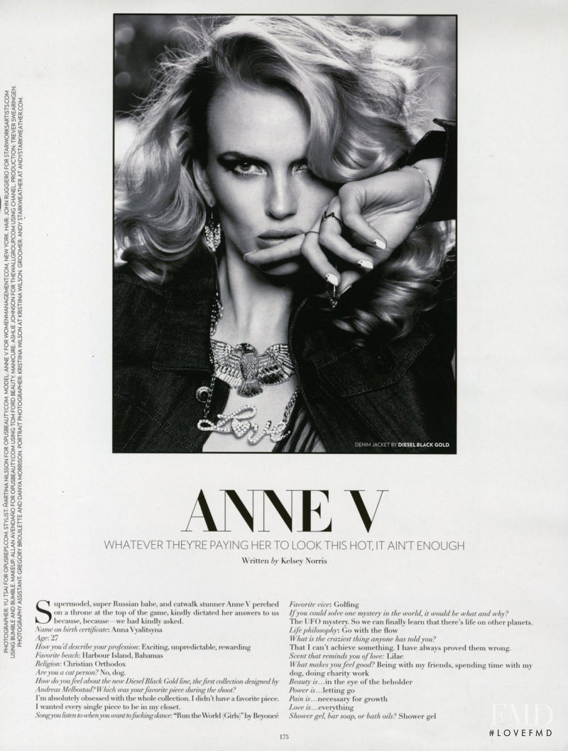 Anne Vyalitsyna featured in Introducing the New Diesel Black Gold, May 2013