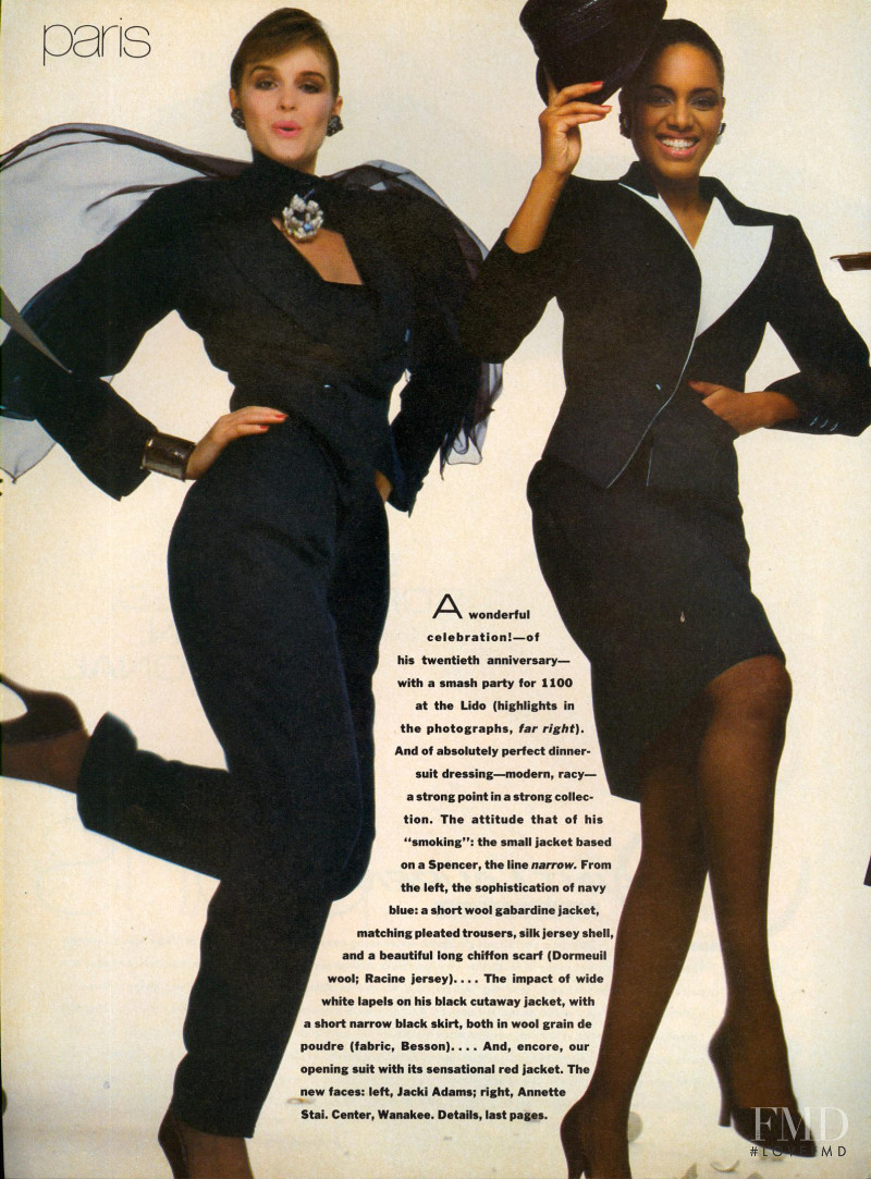 Jacki Adams featured in Paris/Rome: The Sizzle--Couture Highlights for Spring/Summer, April 1982