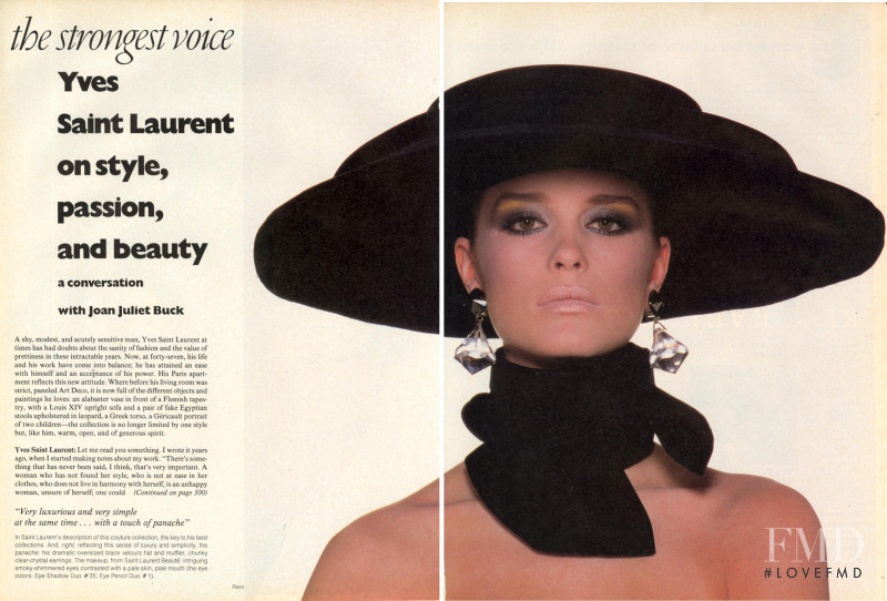 Jacki Adams featured in Yves Saint Laurent: The Genius of Style, December 1983