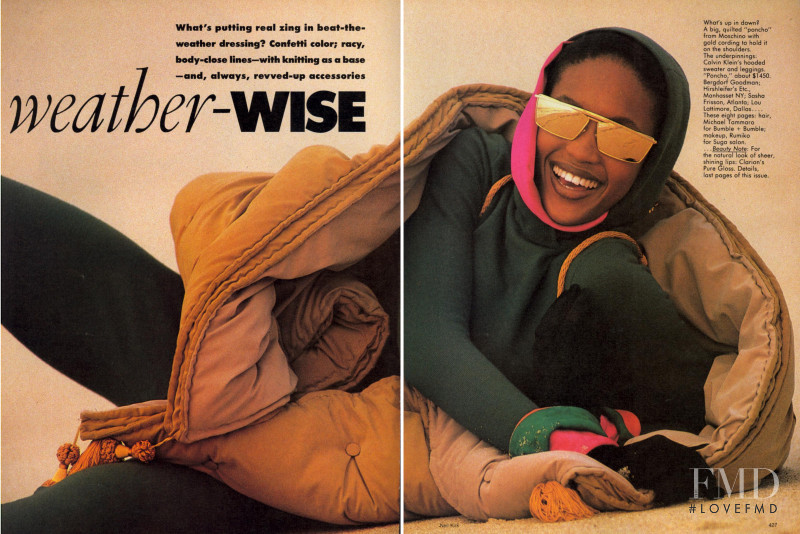 Naomi Campbell featured in Weather-Wise, October 1988