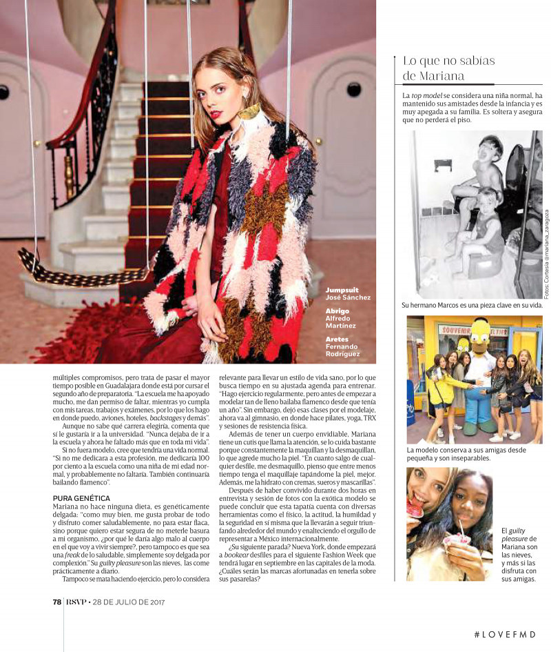 Mariana Zaragoza featured in Belleza Camaleonica, July 2017