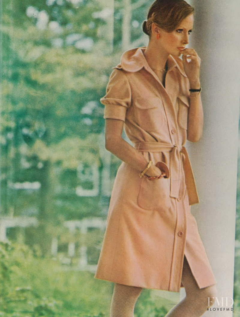 Karen Graham featured in The Pale Colors Freshest Way to Beat the Weather, October 1972