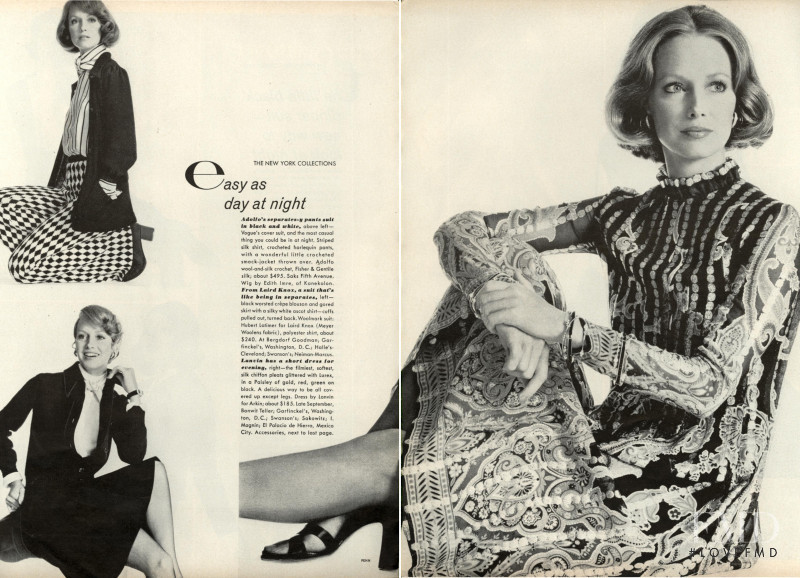 Karen Graham featured in Easy, Racy, Glamorous - The Essence of Fashion at Night, September 1972