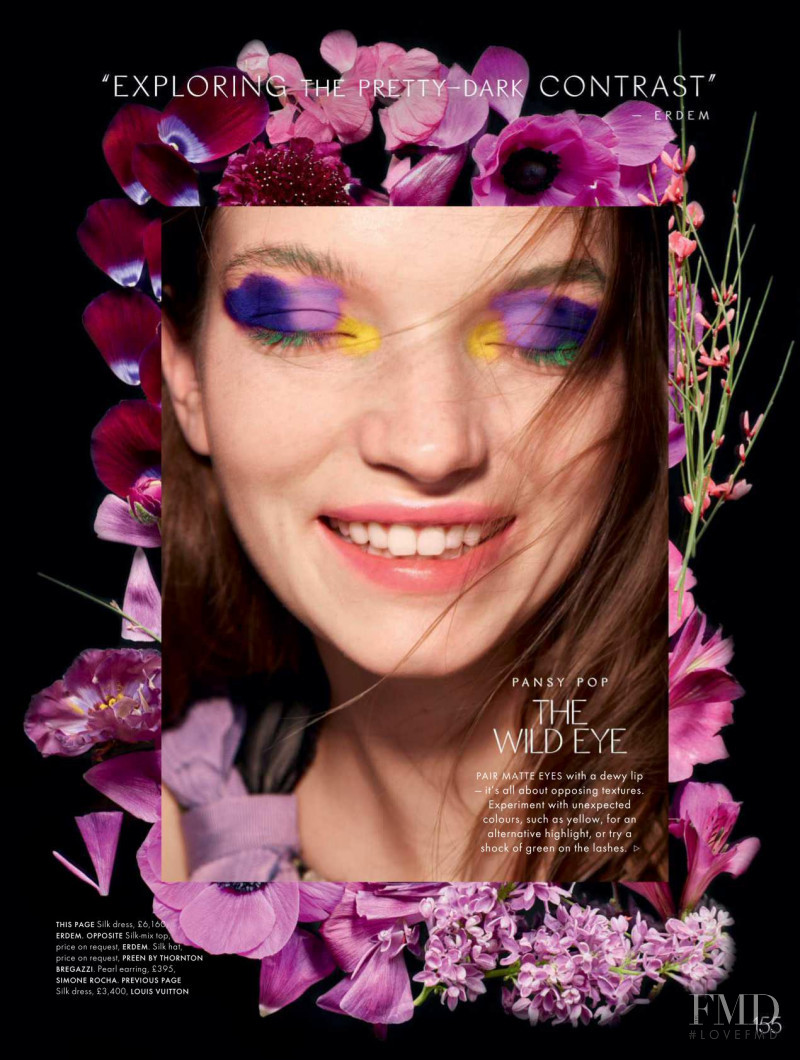 Eva Klimkova featured in Elle Beauty: Wild Flowers, May 2018
